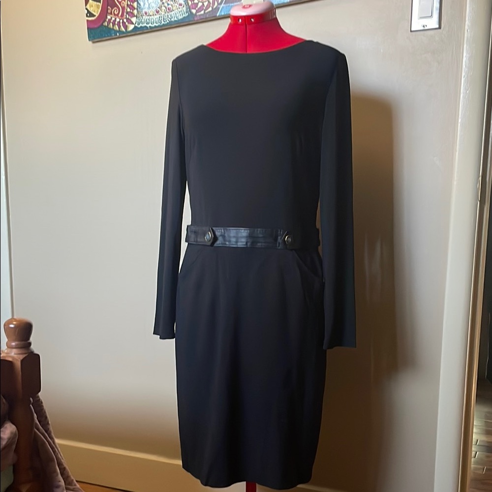 Ralph Lauren stretch knit dress with imitation leather waist detail